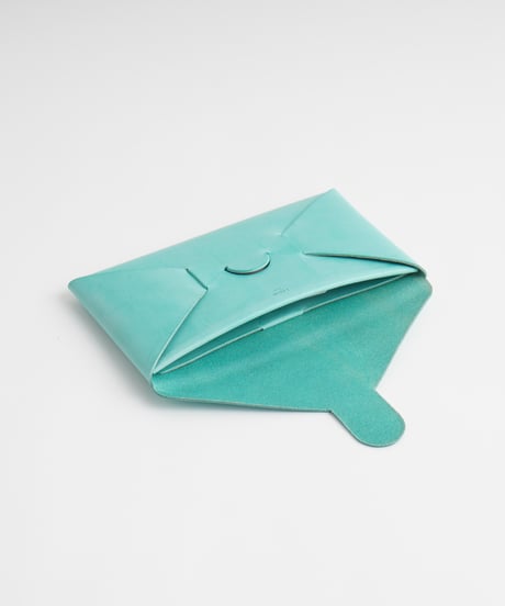 SEAMLESS "WAXED LEATHER" LONG WALLET  ( ICE BLUE  )