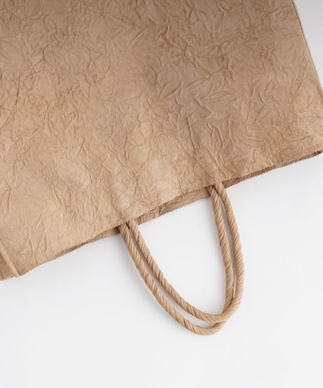 PAPER LEATHER TOTE BAG - L ( L.BROWN / BLACK )