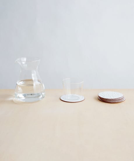 PAPER LEATHER COASTER  ( WHITE )