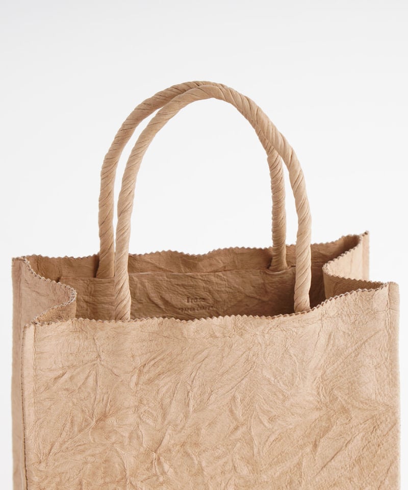 PAPER LEATHER TOTE BAG - S ( L.BROWN / BLACK )