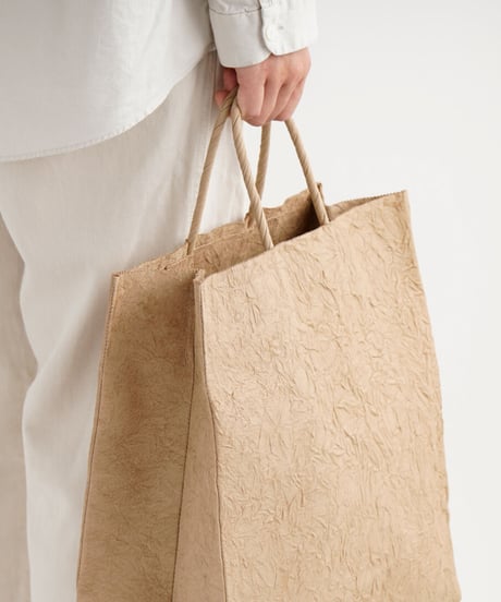PAPER LEATHER TOTE BAG - L ( L.BROWN / BLACK )