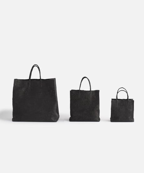PAPER LEATHER TOTE BAG - M ( L.BROWN / BLACK )