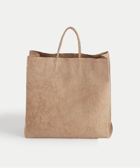 PAPER LEATHER TOTE BAG - L ( L.BROWN / BLACK )