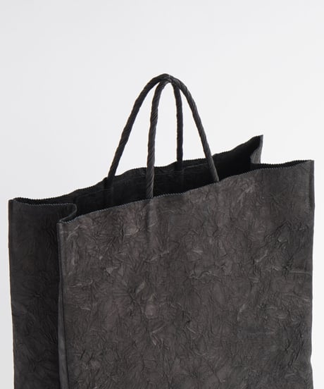PAPER LEATHER TOTE BAG - L ( L.BROWN / BLACK )