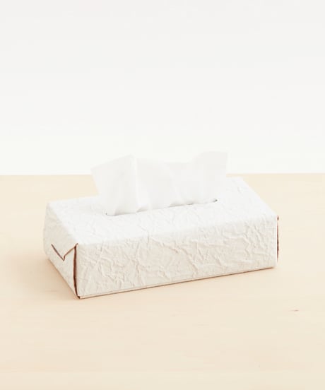 PAPER LEATHER TISSUE BOX CASE  ( WHITE )