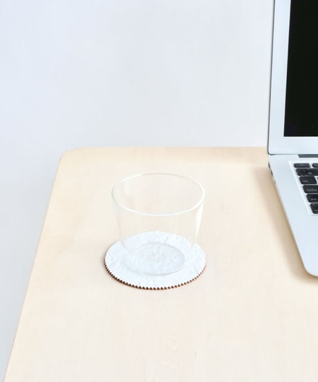 PAPER LEATHER COASTER  ( WHITE )