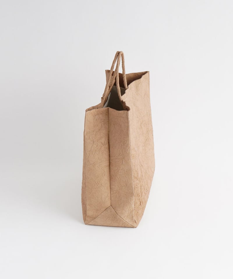 PAPER LEATHER TOTE BAG - L ( L.BROWN / BLACK ) 