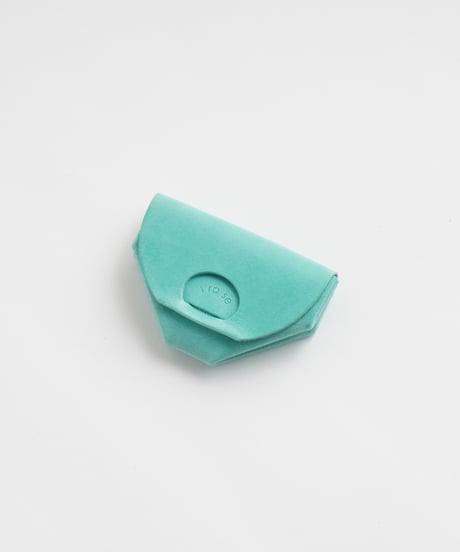 SEAMLESS "WAXED LEATHER" COIN CASE  ( ICE BLUE  )
