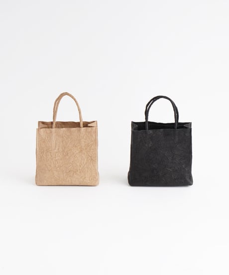 PAPER LEATHER TOTE BAG - S ( L.BROWN / BLACK )