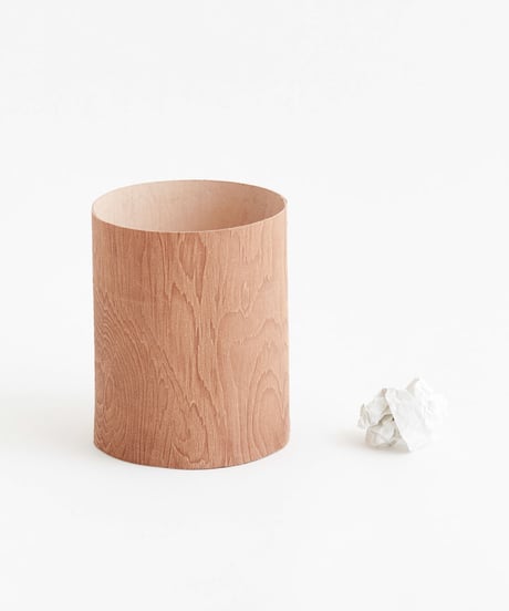 PLYWOOD LEATHER TRASH BASKET