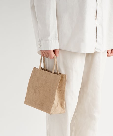 PAPER LEATHER TOTE BAG - S ( L.BROWN / BLACK )