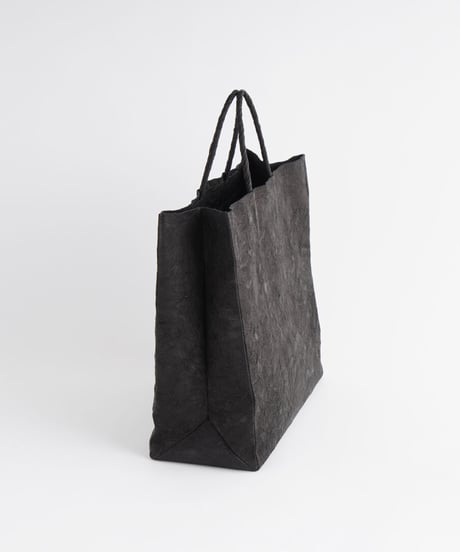 PAPER LEATHER TOTE BAG - L ( L.BROWN / BLACK )