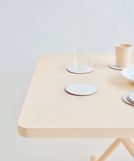 PAPER LEATHER COASTER  ( WHITE )
