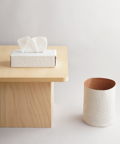PAPER LEATHER TISSUE BOX CASE  ( WHITE )