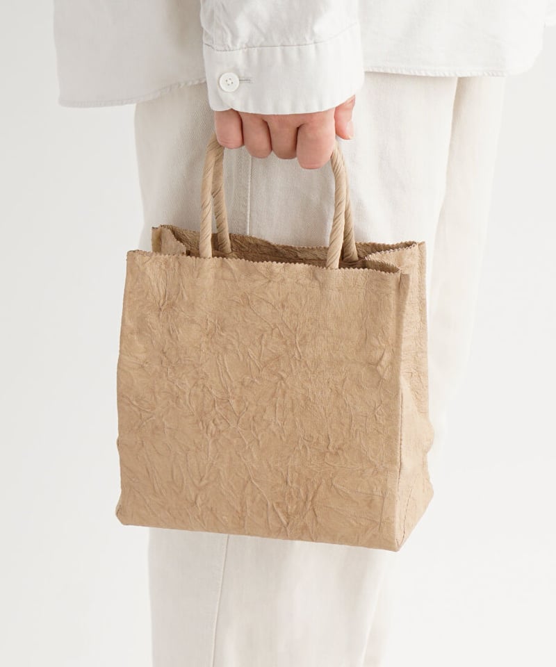 PAPER LEATHER TOTE BAG - S ( L.BROWN / BLACK )