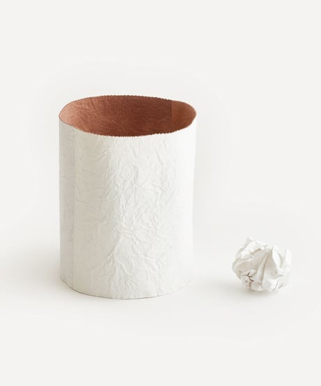 PAPER LEATHER TRASH BASKET  ( WHITE )