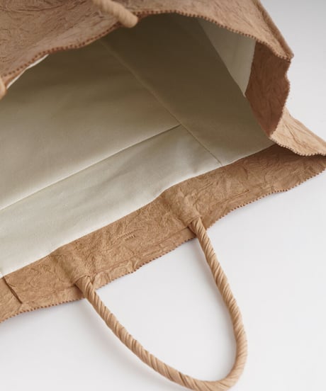 PAPER LEATHER TOTE BAG - L ( L.BROWN / BLACK )