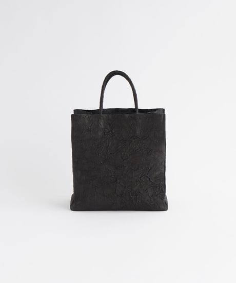 PAPER LEATHER TOTE BAG - M ( L.BROWN / BLACK )