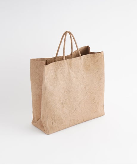 PAPER LEATHER TOTE BAG - L ( L.BROWN / BLACK )