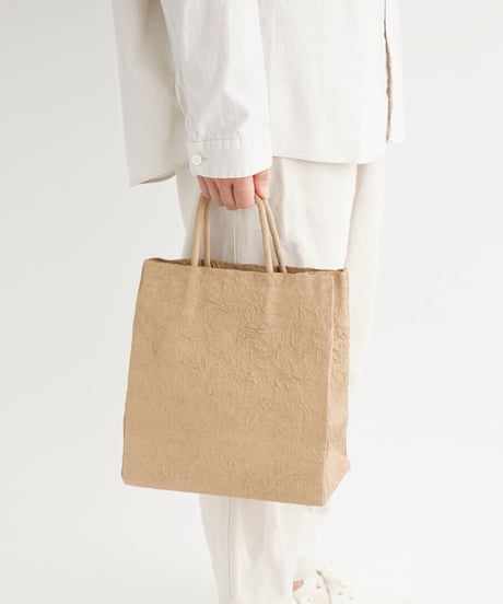 PAPER LEATHER TOTE BAG - M ( L.BROWN / BLACK )