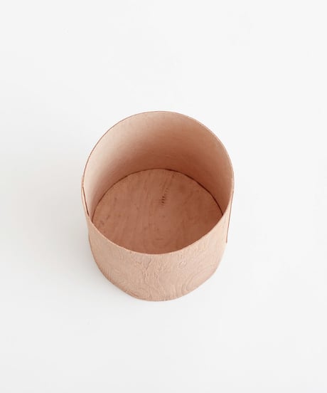 PLYWOOD LEATHER TRASH BASKET