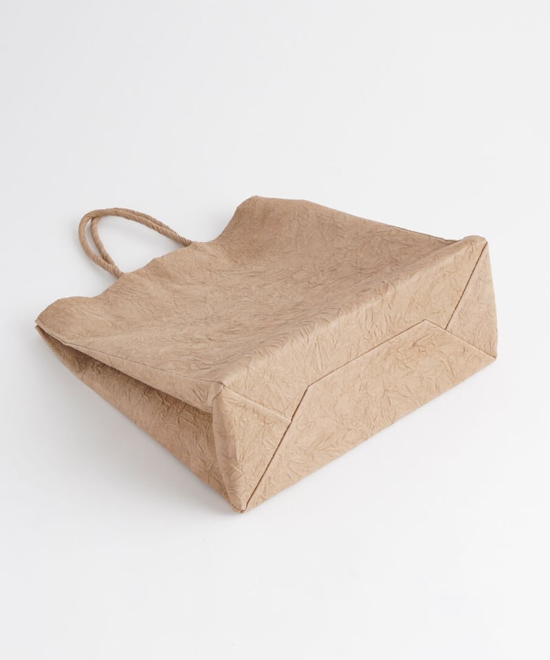 PAPER LEATHER TOTE BAG - L ( L.BROWN / BLACK )