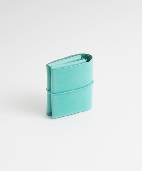 SEAMLESS "WAXED LEATHER" MINI WALLET-2 ( ICE BLUE )