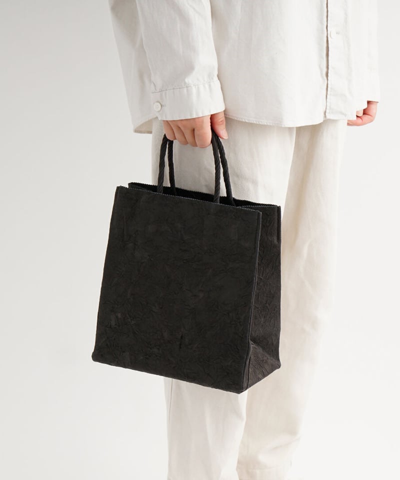 PAPER LEATHER TOTE BAG - M ( L.BROWN / BLACK )