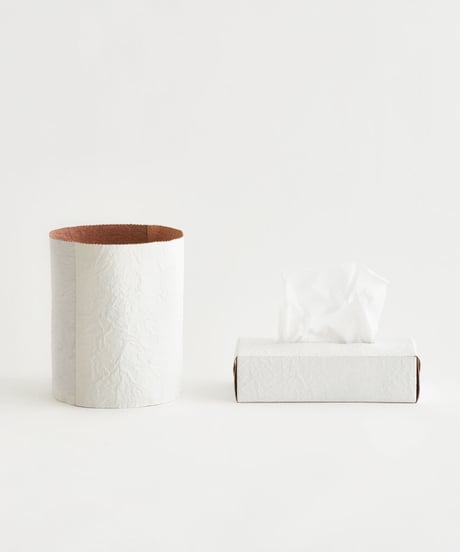 PAPER LEATHER TRASH BASKET  ( WHITE )