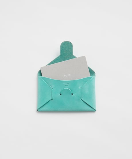 SEAMLESS "WAXED LEATHER" CARD CASE  ( ICE BLUE )
