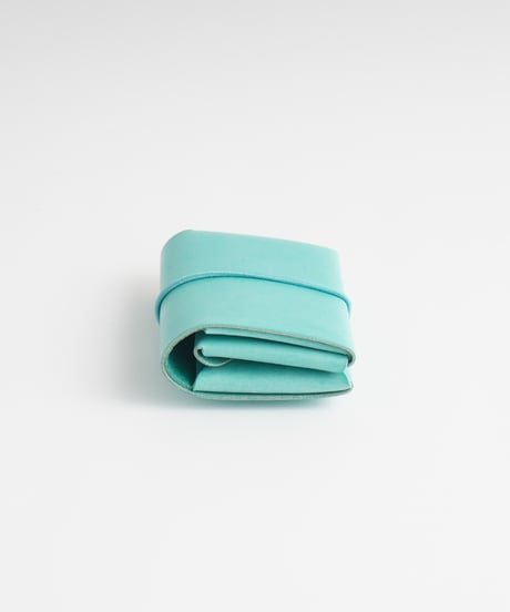 SEAMLESS "WAXED LEATHER" MINI WALLET-2 ( ICE BLUE )