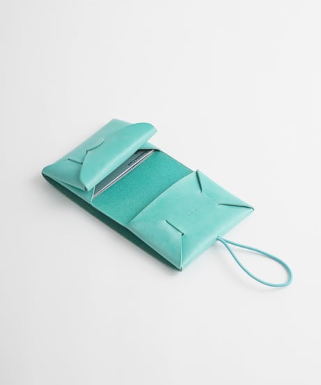 SEAMLESS "WAXED LEATHER" MINI WALLET-2 ( ICE BLUE )