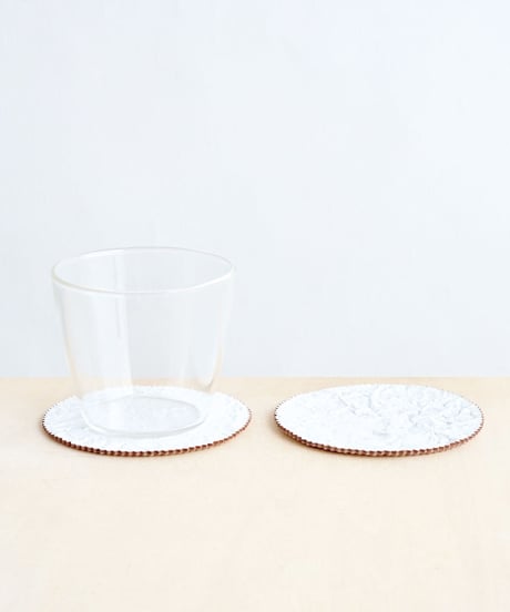 PAPER LEATHER COASTER  ( WHITE )