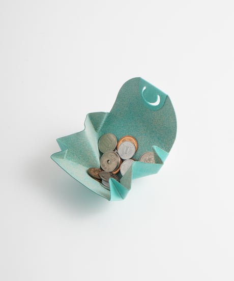 SEAMLESS "WAXED LEATHER" COIN CASE  ( ICE BLUE  )