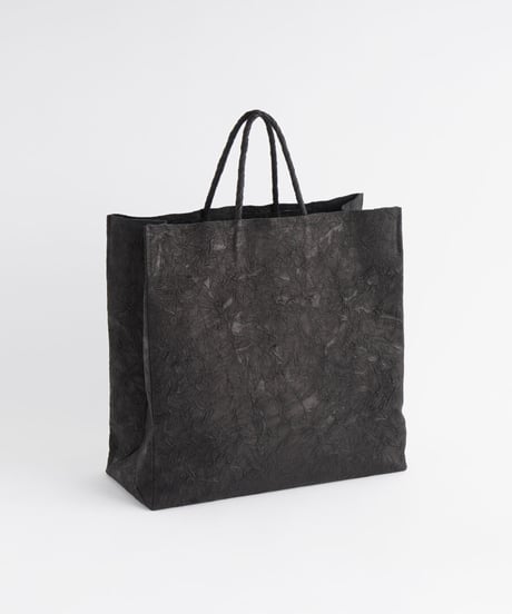 PAPER LEATHER TOTE BAG - L ( L.BROWN / BLACK )