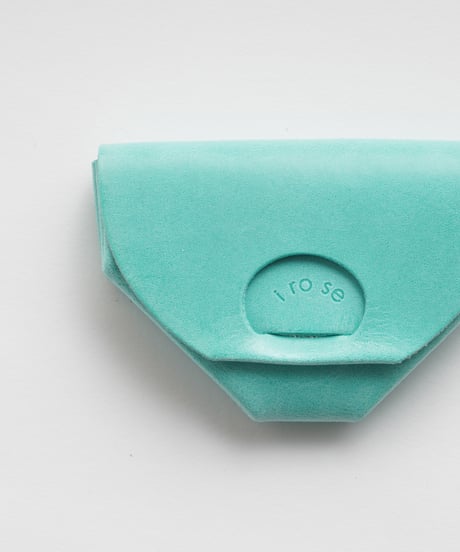 SEAMLESS "WAXED LEATHER" COIN CASE  ( ICE BLUE  )