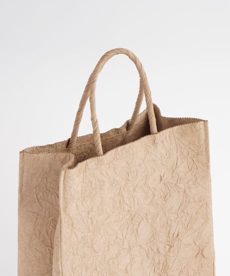 PAPER LEATHER TOTE BAG - M ( L.BROWN / BLACK )