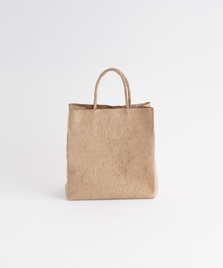 PAPER LEATHER TOTE BAG - M ( L.BROWN / BLACK )