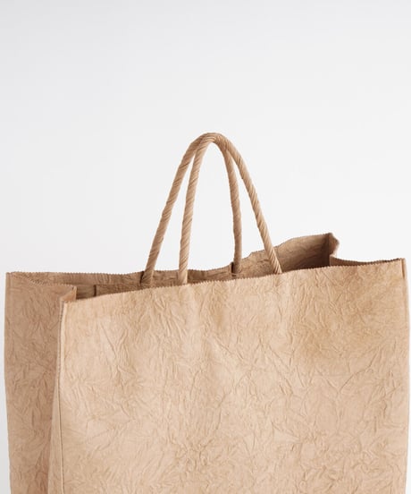 PAPER LEATHER TOTE BAG - L ( L.BROWN / BLACK )