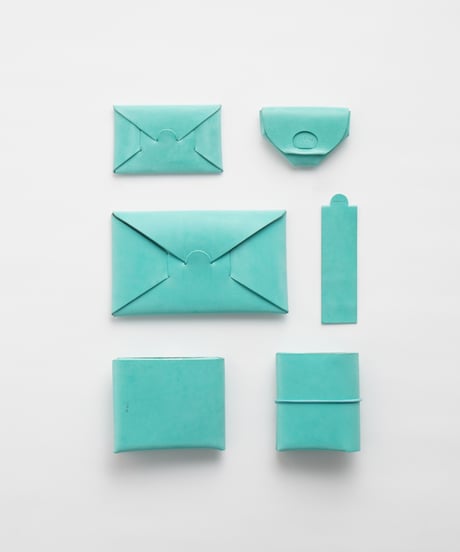SEAMLESS "WAXED LEATHER" LONG WALLET  ( ICE BLUE  )