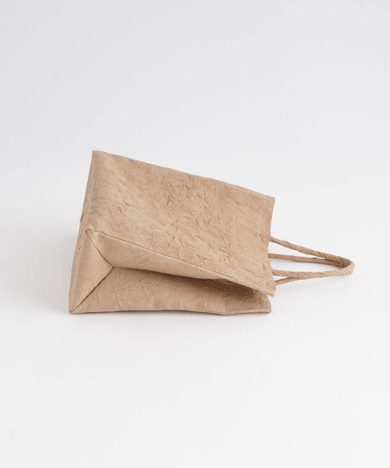 PAPER LEATHER TOTE BAG - M ( L.BROWN / BLACK )