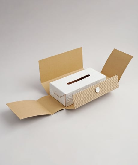 PAPER LEATHER TISSUE BOX CASE  ( WHITE )