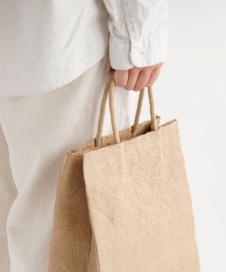 PAPER LEATHER TOTE BAG - M ( L.BROWN / BLACK )