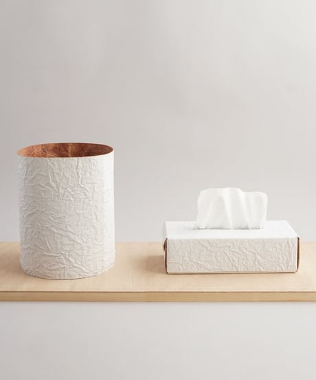 PAPER LEATHER TISSUE BOX CASE  ( WHITE )