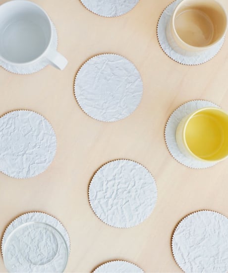 PAPER LEATHER COASTER  ( WHITE )