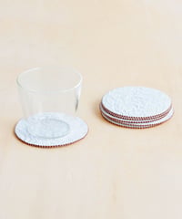 PAPER LEATHER COASTER  ( WHITE )