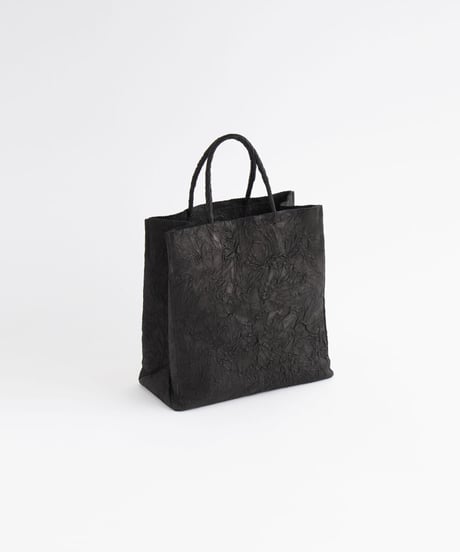 PAPER LEATHER TOTE BAG - M ( L.BROWN / BLACK )