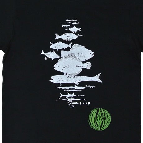 水深別お魚Ｔシャツ　ブラック　メンズ