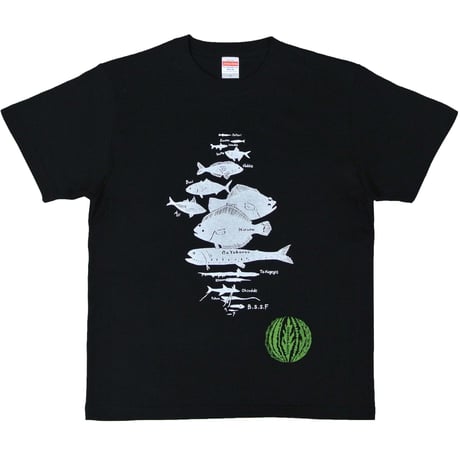 水深別お魚Ｔシャツ　ブラック　メンズ