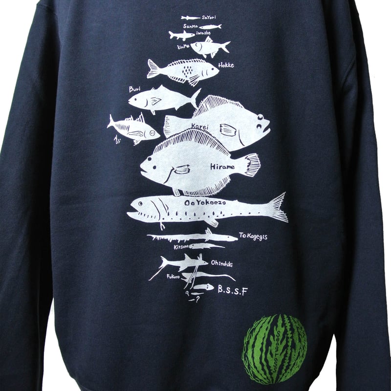 ネイビーアパレル　魚　XL Amazon | 魚 Tシャツ 全3色 ネイビー ホワイト ブラック 魚屋 漁業